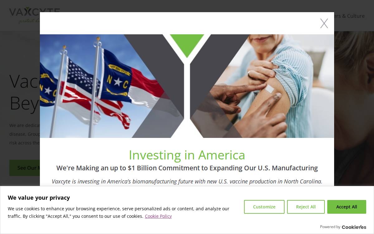 Vaxcyte website preview