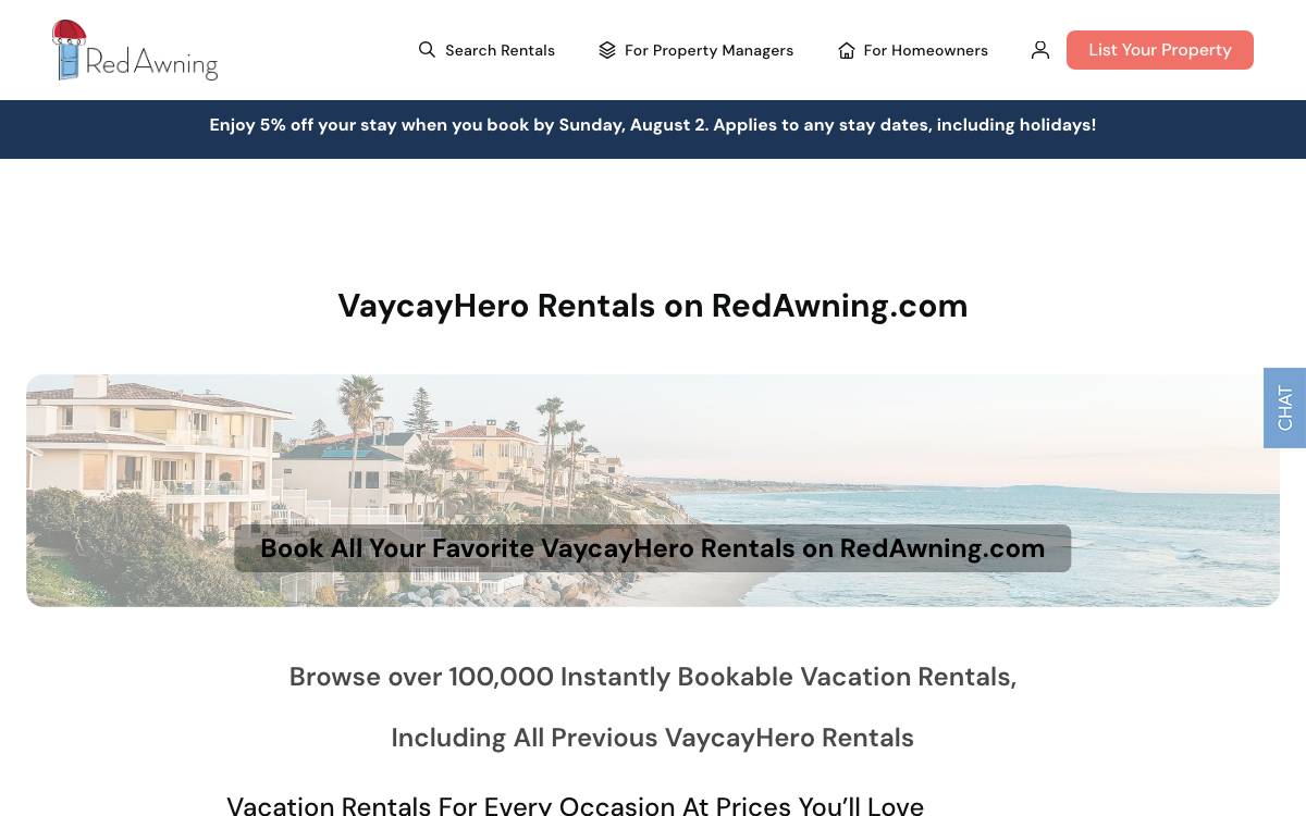 VaycayHero website preview