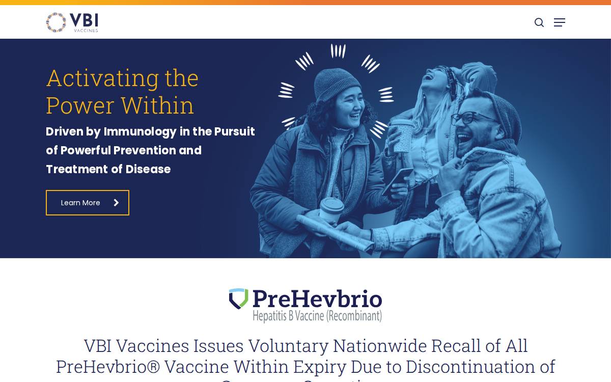 VBI Vaccines website preview