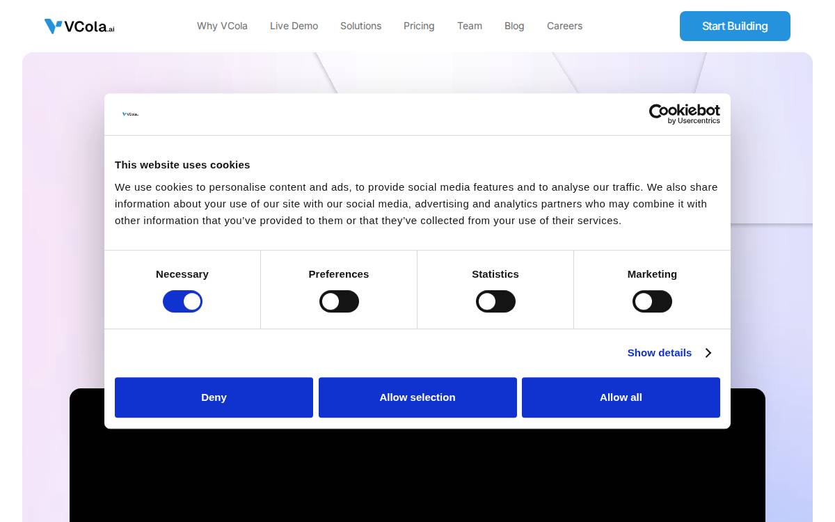 VCola website preview