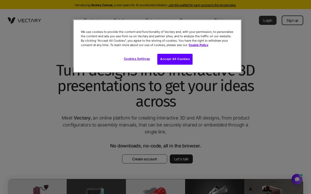 Vectary website preview