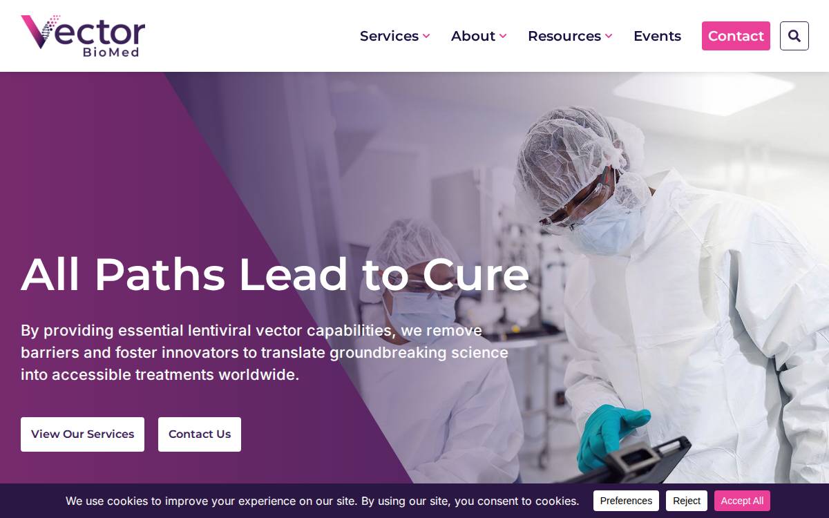 Vector Biomed website preview