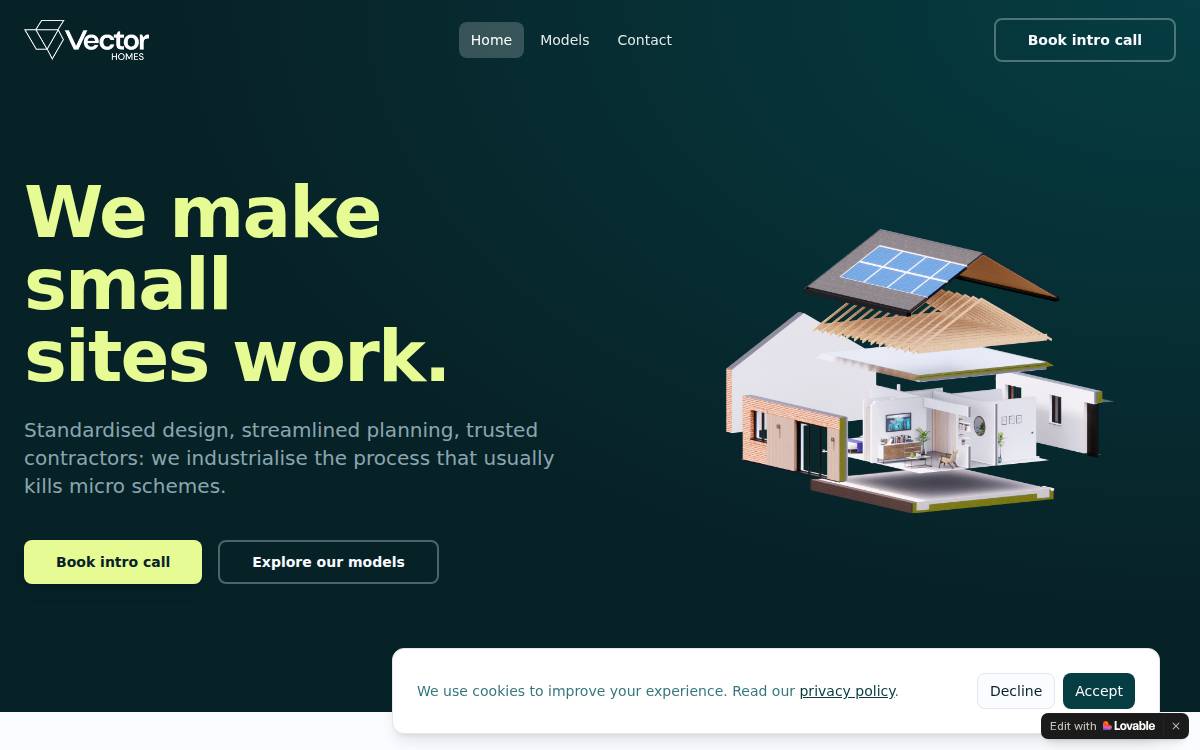 Vector Homes website preview