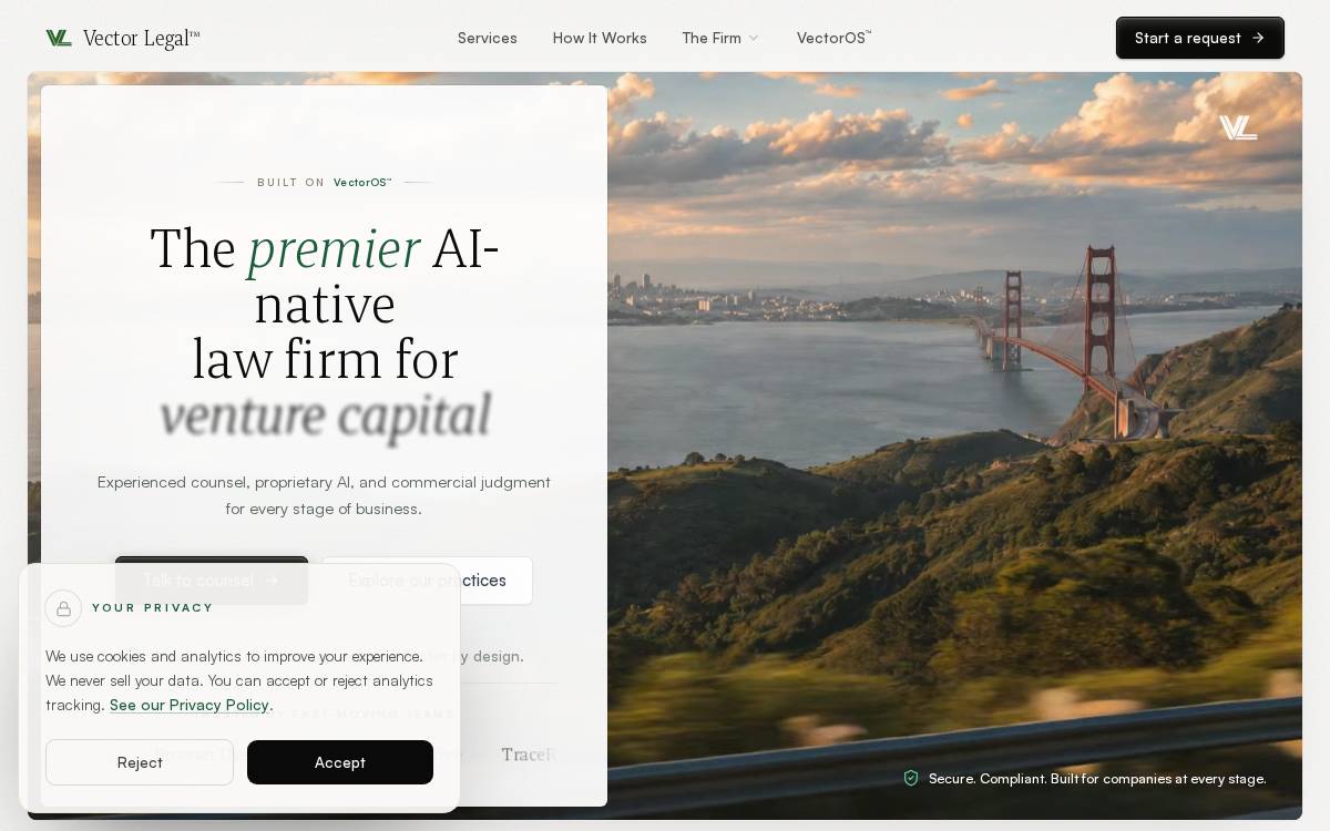 Vector Legal website preview