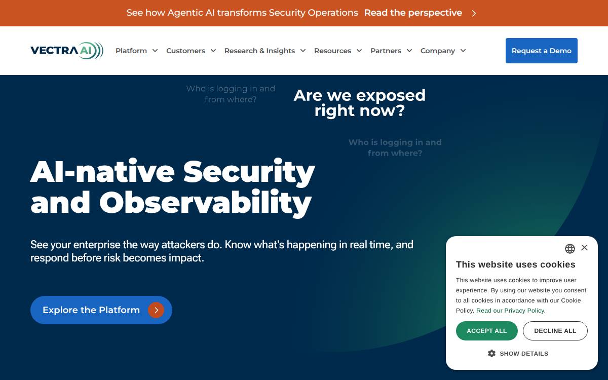 Vectra AI website preview
