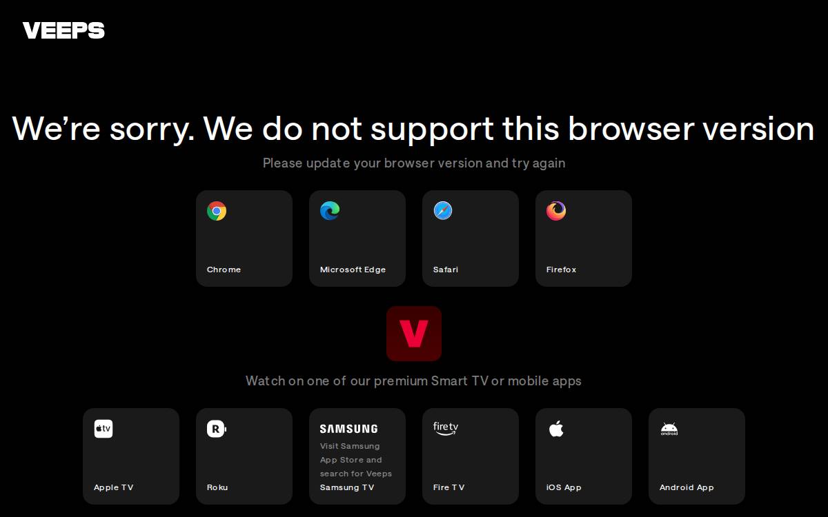 Veeps website preview