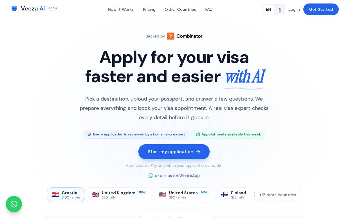 Veeza AI website preview
