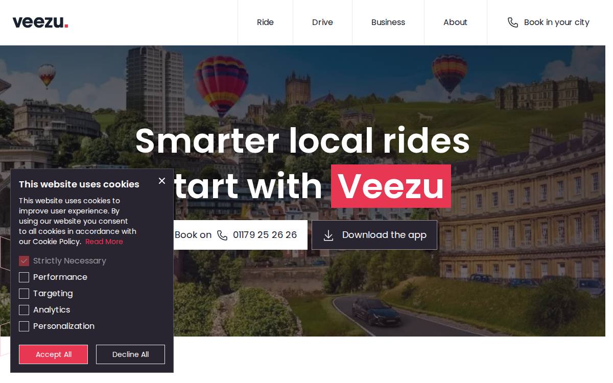 Veezu website preview