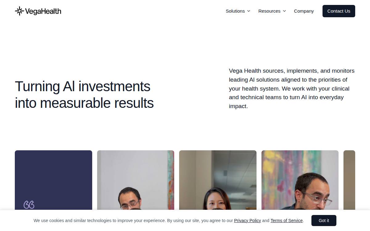 Vega Health website preview
