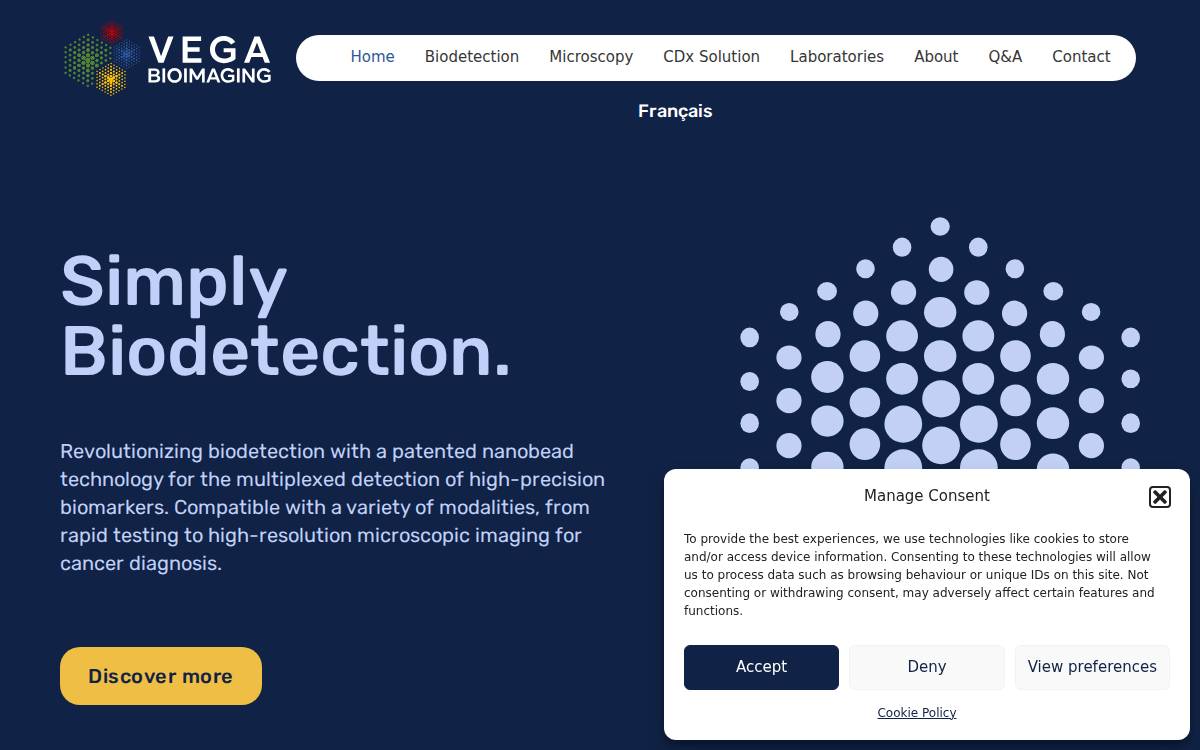 Vega BioImaging website preview