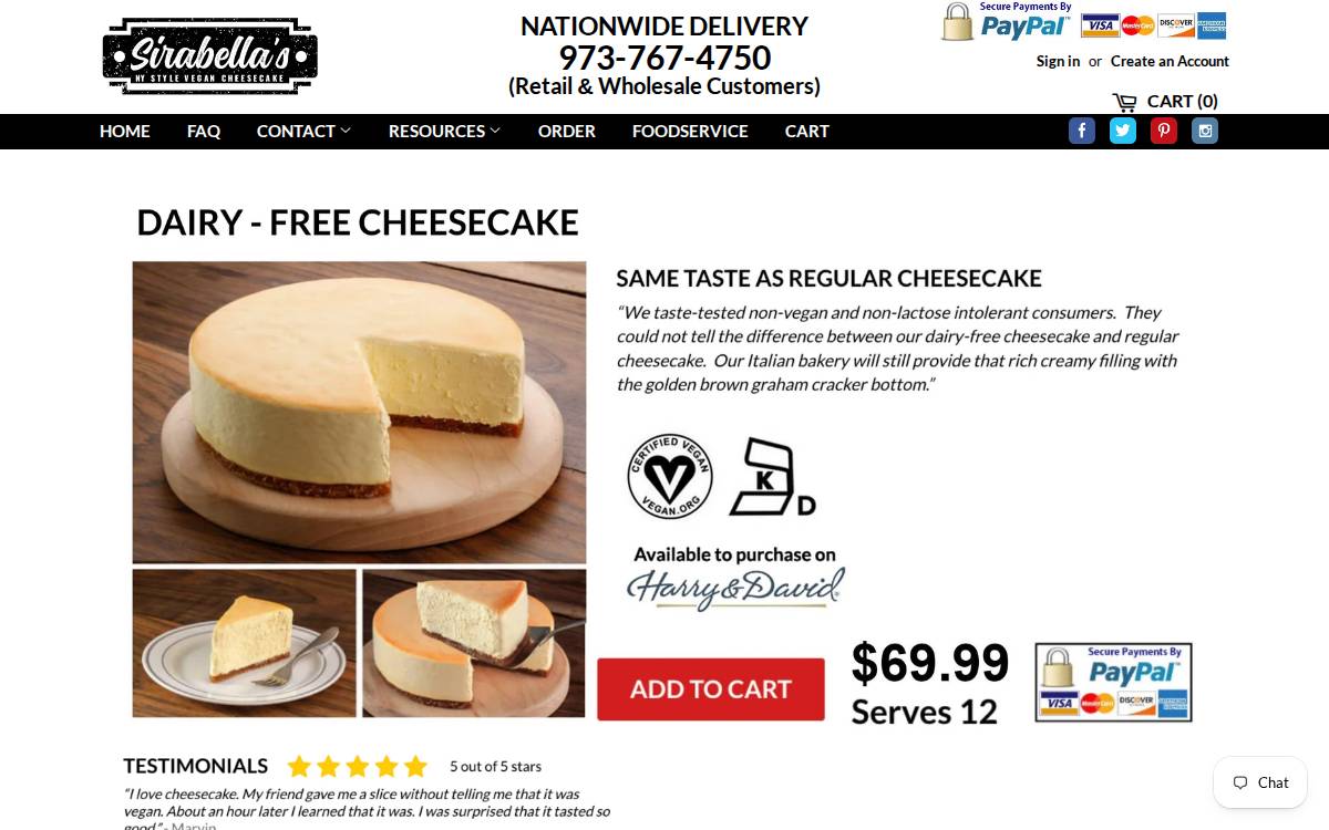 Vegancheesecake website preview