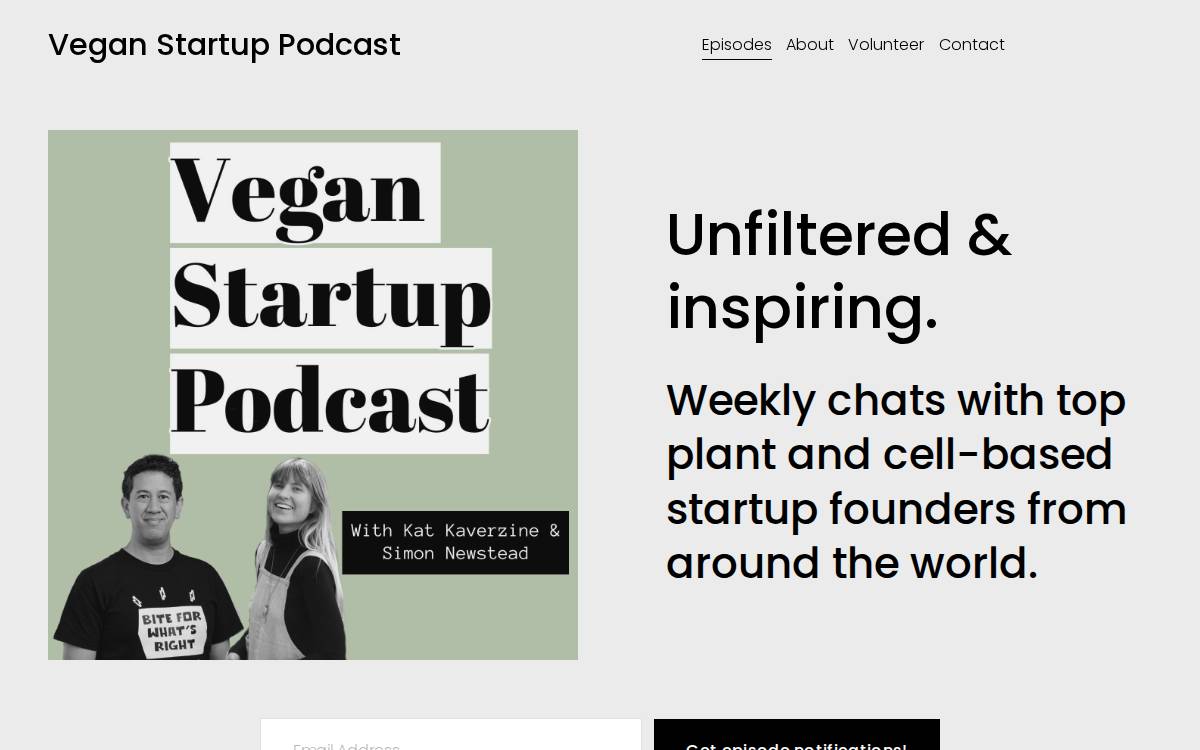 Veganstartuppod website preview