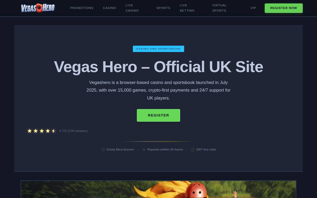 vegashero casino website preview