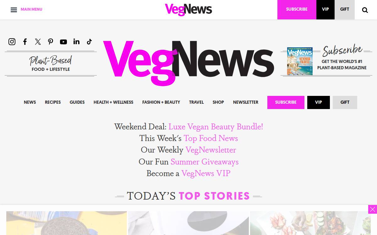 Vegnews website preview