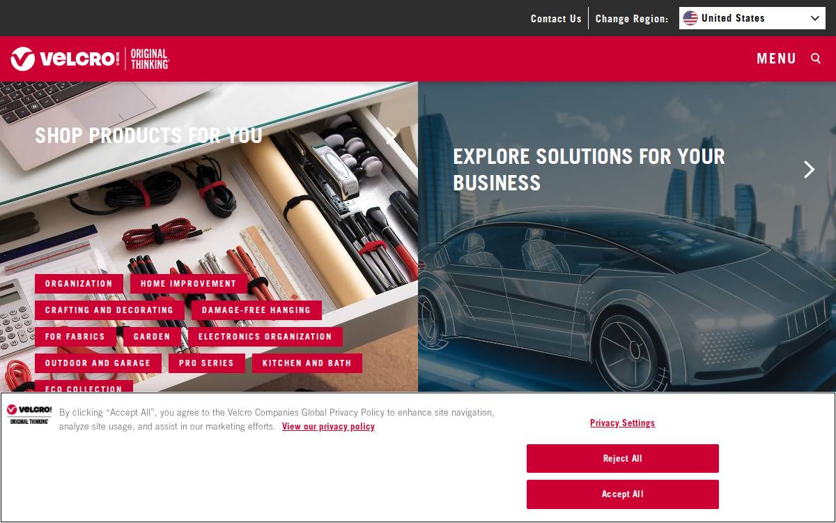 Velcro Companies website preview
