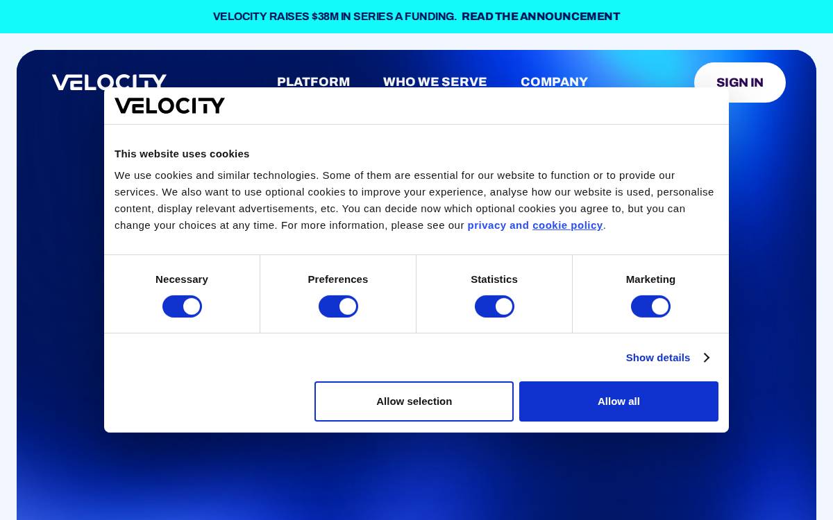 Velocity website preview
