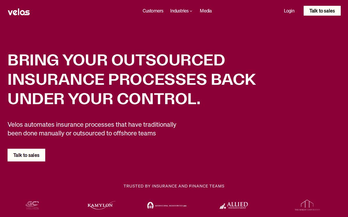 Velos website preview