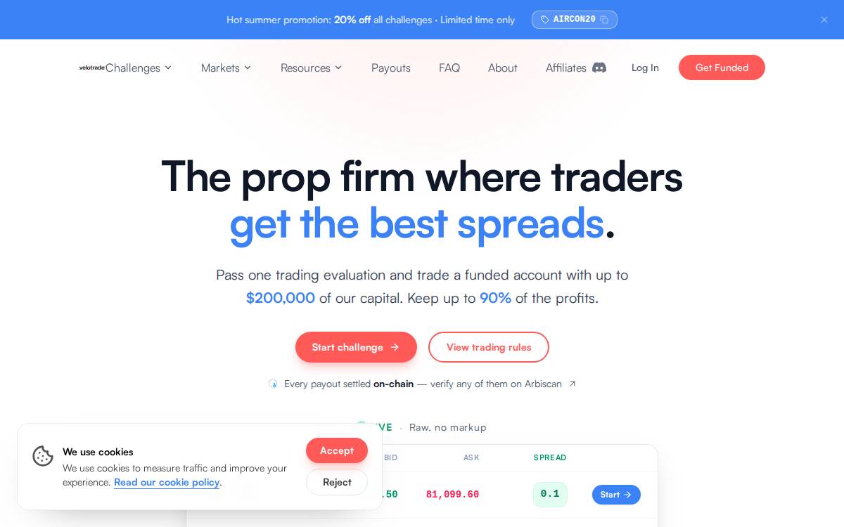 Velotrade website preview