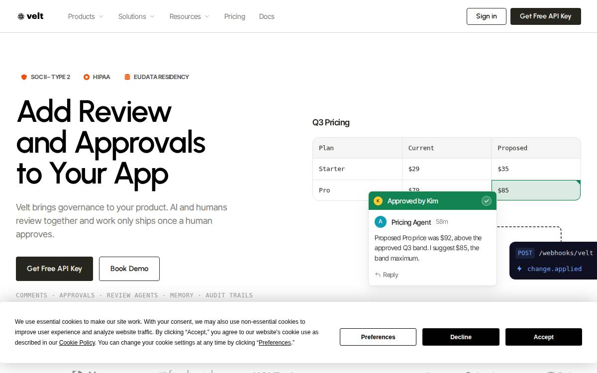 Velt website preview