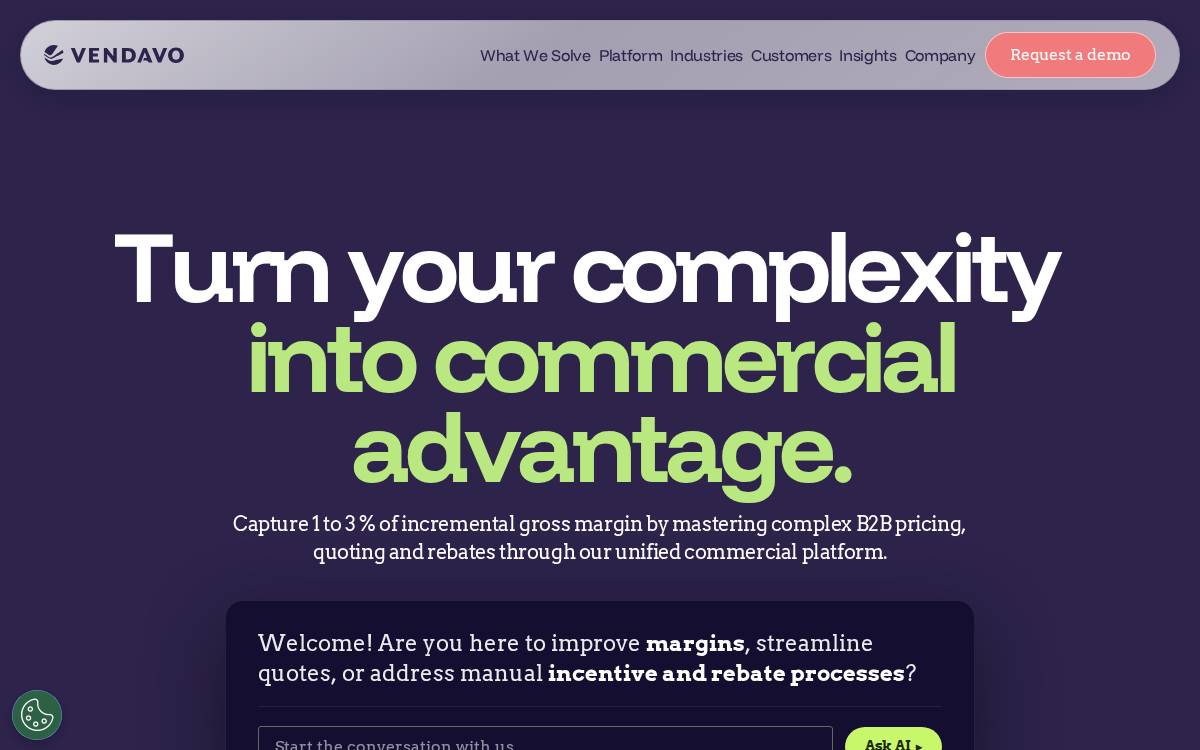 Vendavo website preview