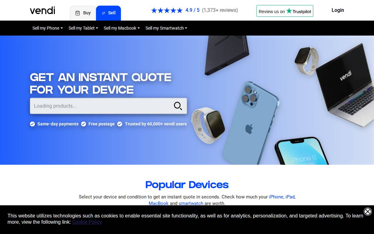 Vendi website preview