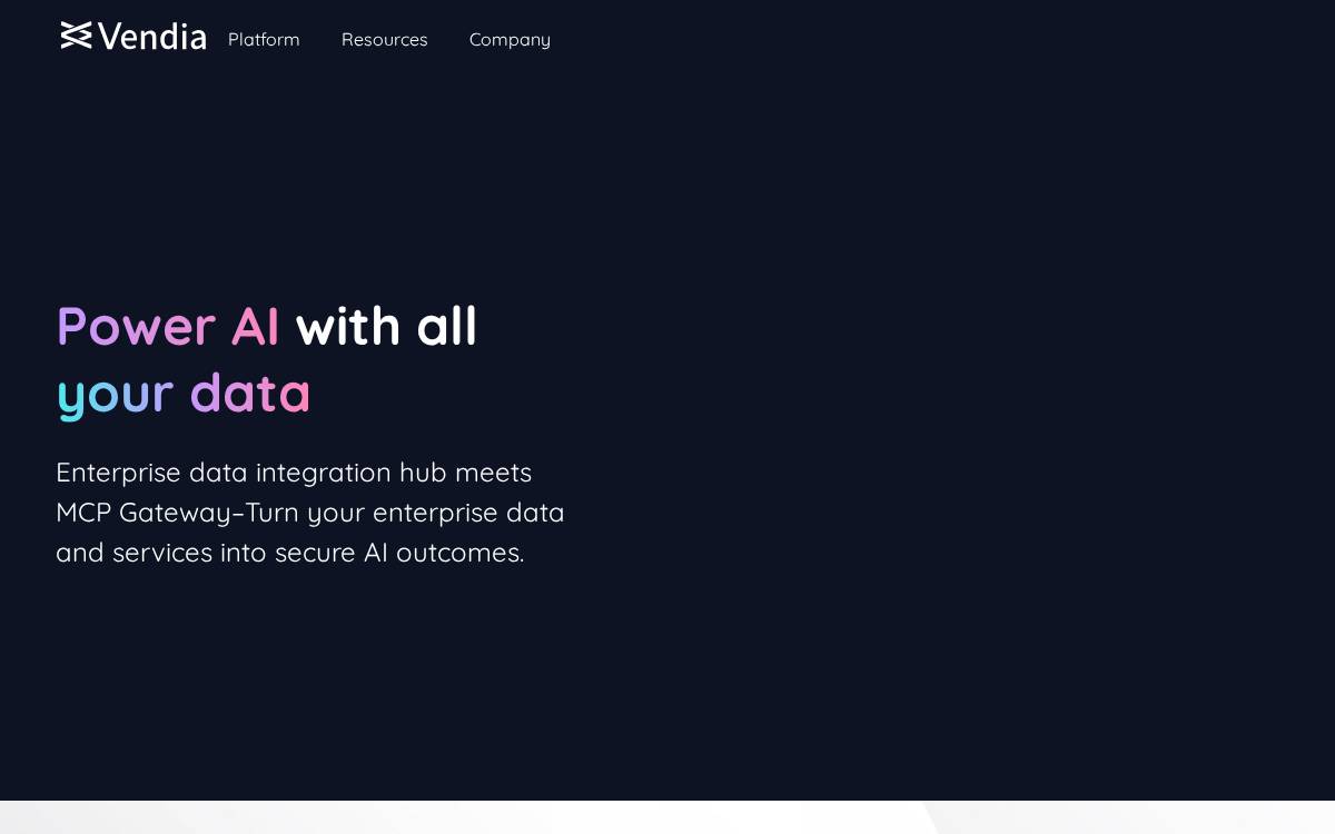 Vendia website preview