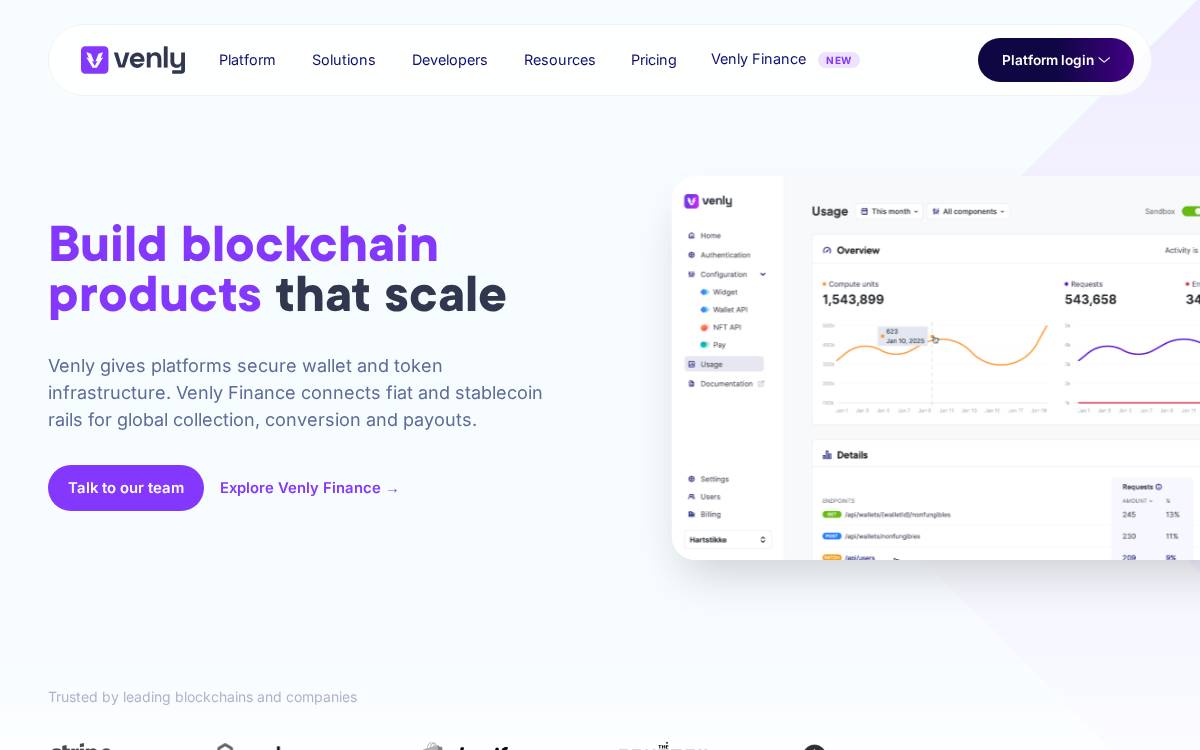 Venly website preview