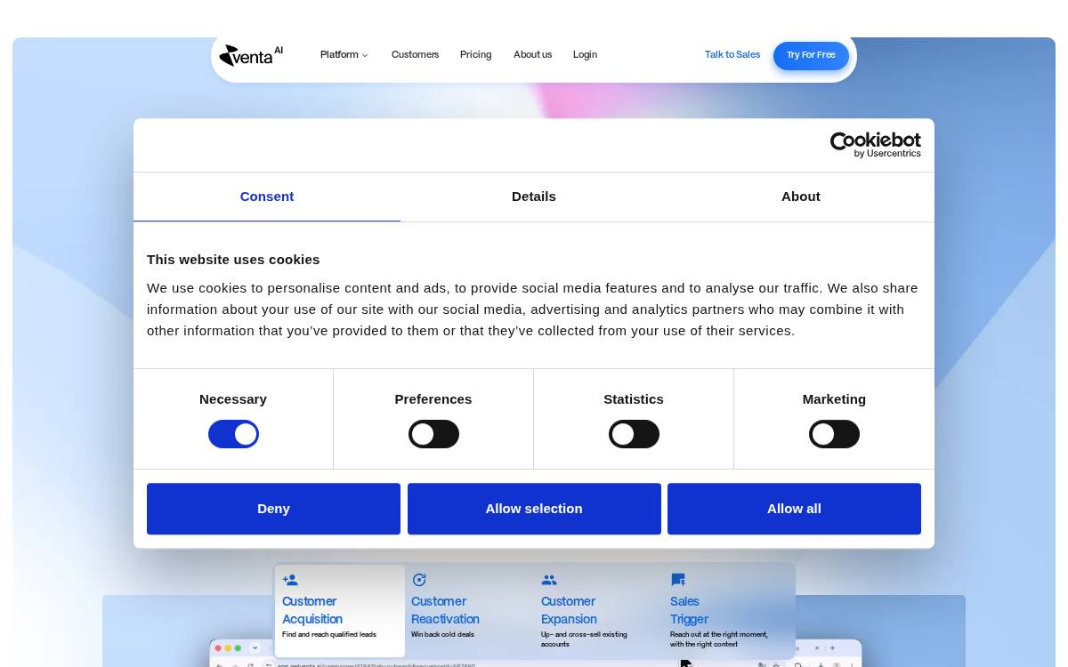 Venta AI website preview