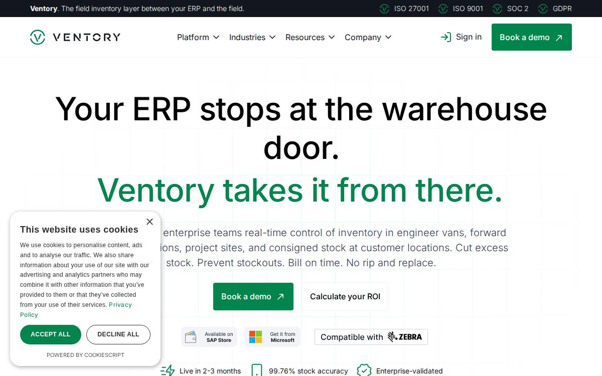 Ventory website preview