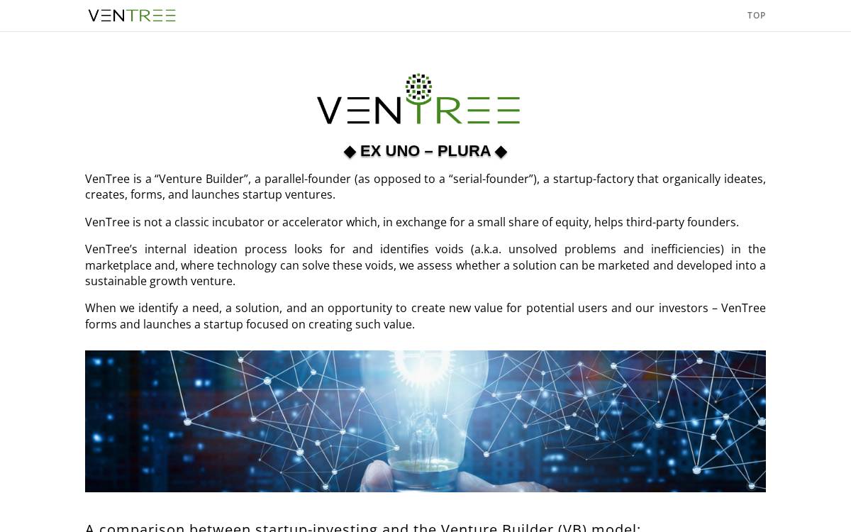 VenTree Venture Builder website preview