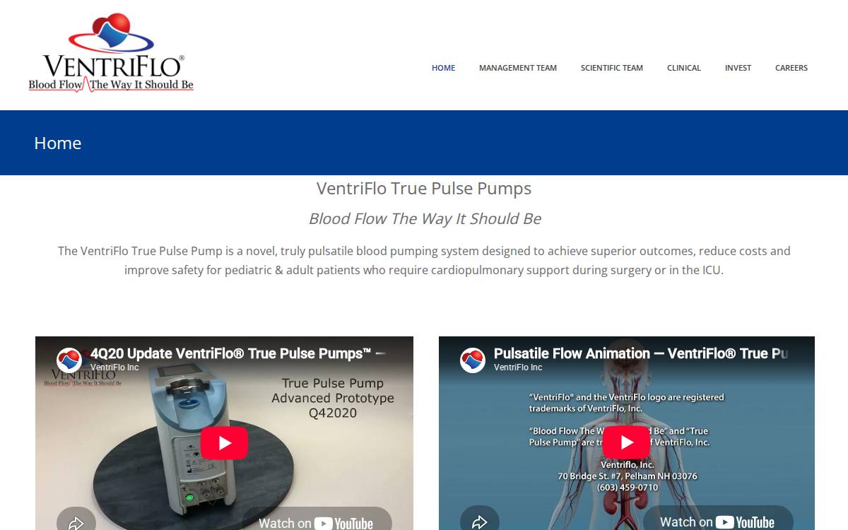 VentriFlo website preview