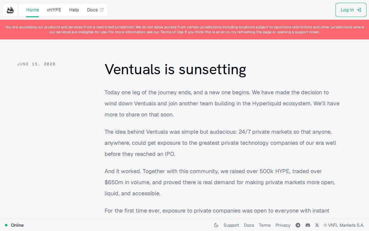 Ventuals (formerly Shadow) website preview