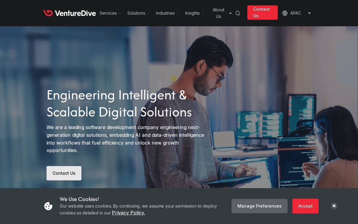 Venture Dive website preview