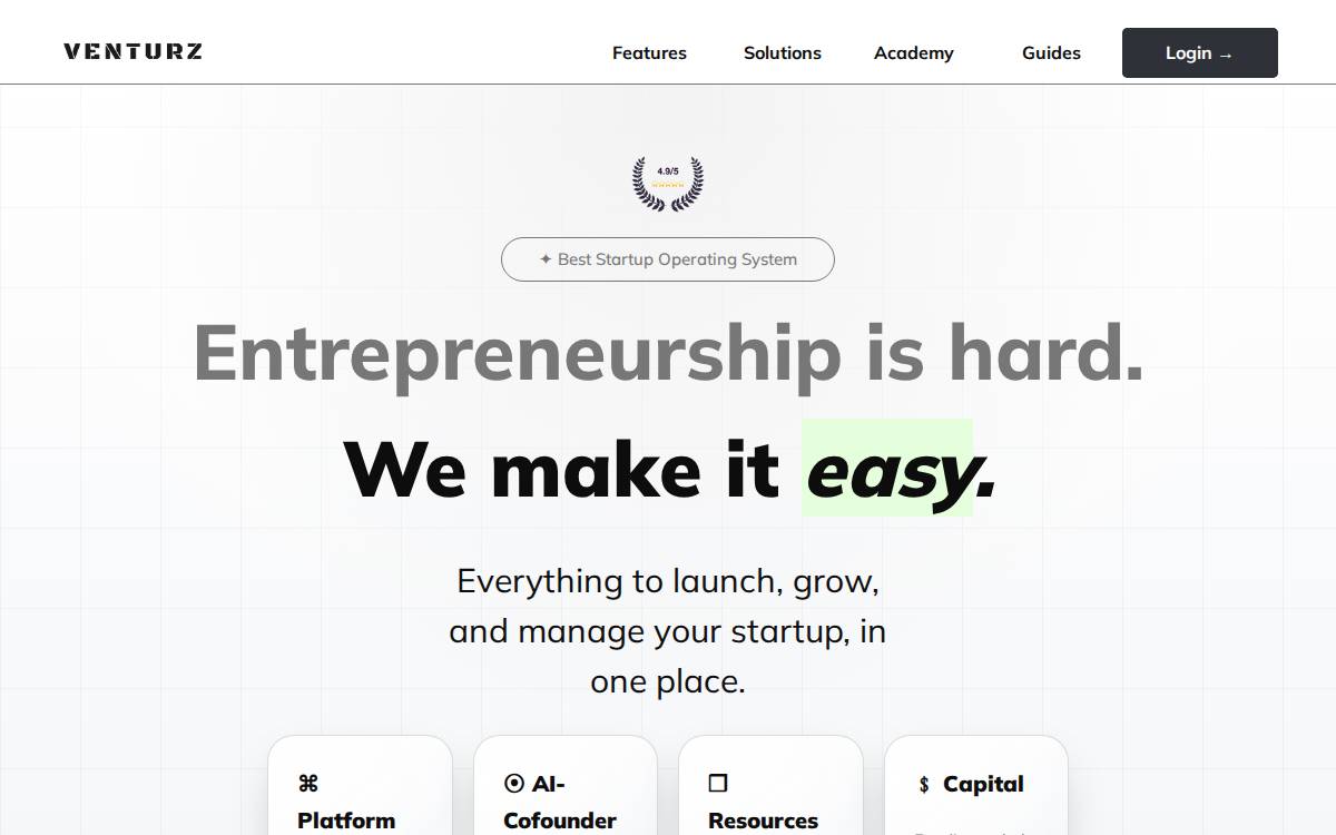 Venturz website preview