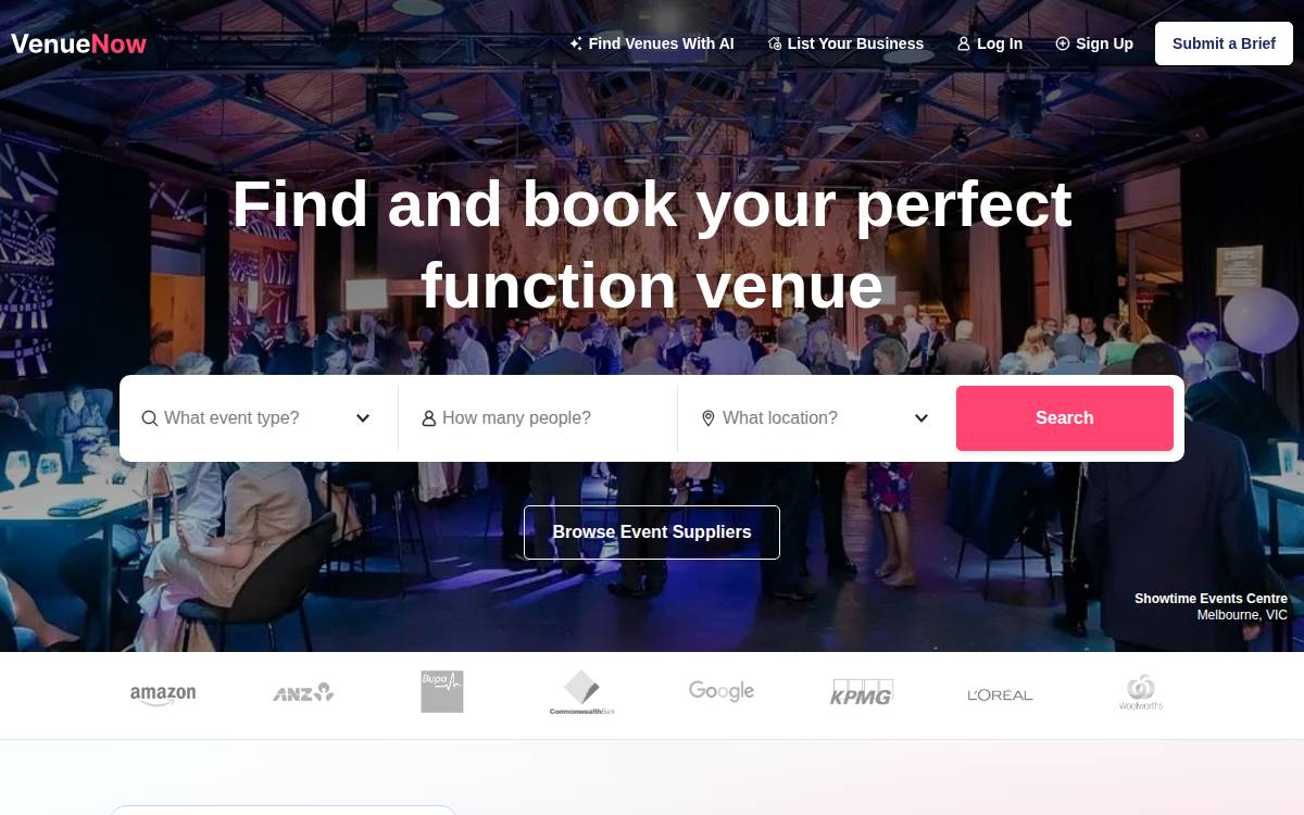 Venuenow website preview