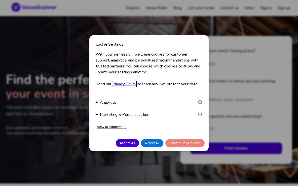 Venuescanner website preview