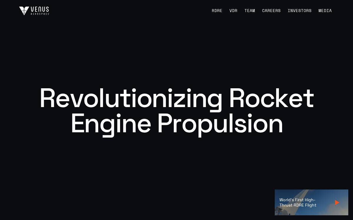 Venus Aerospace Hypersonic Transportation website preview