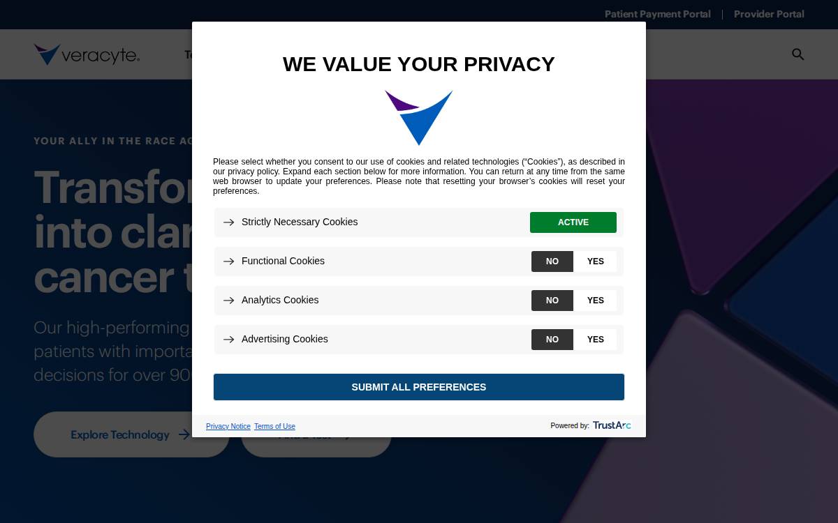 Veracyte website preview