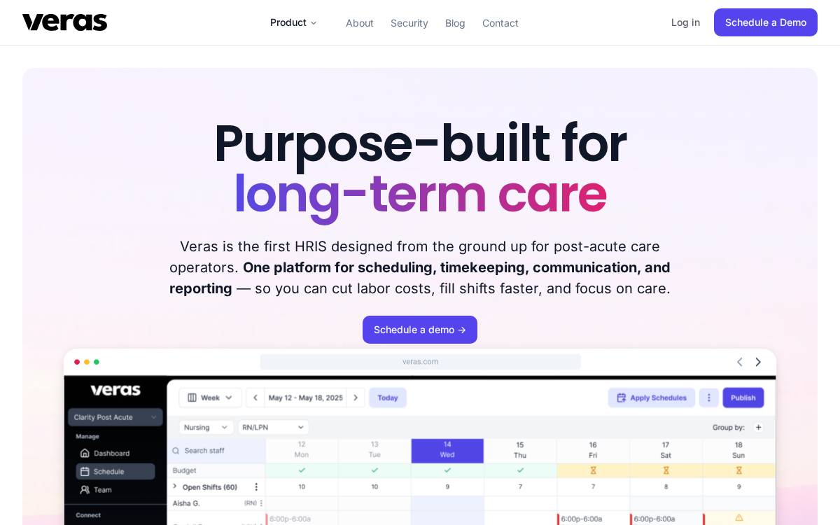 Veras website preview