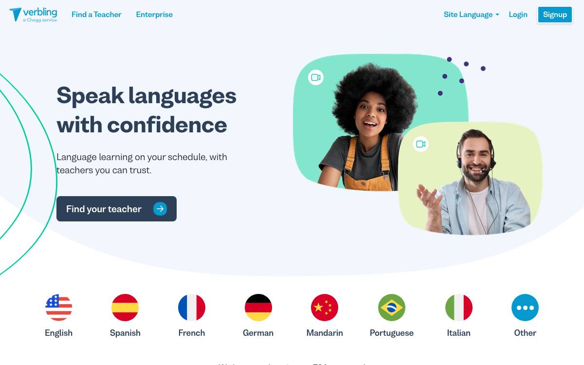 Verbling website preview