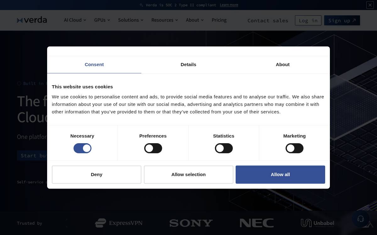 Verda website preview