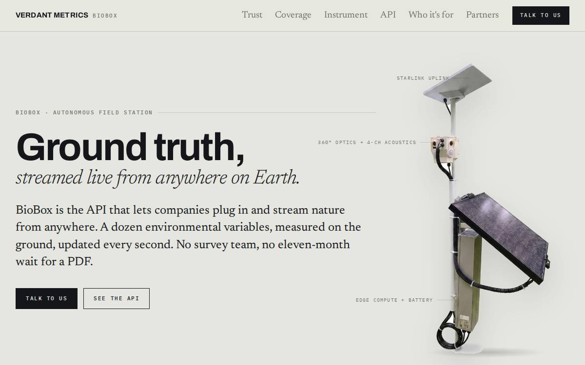 Verdant Metrics website preview