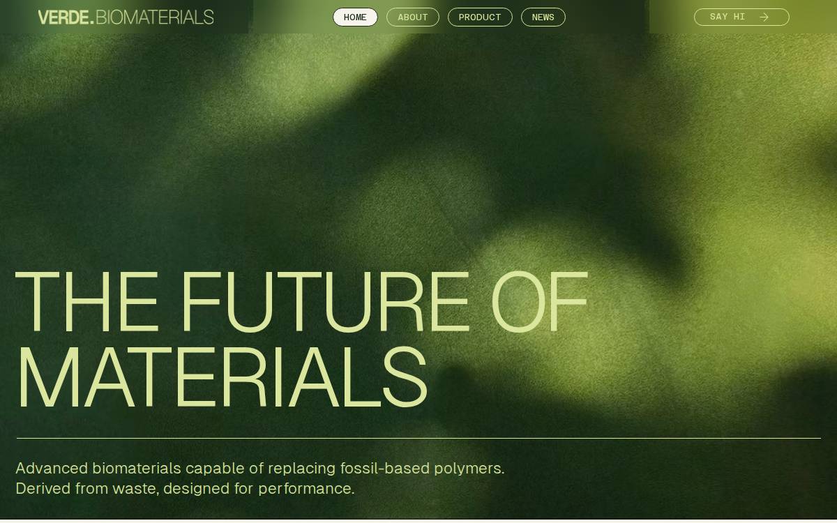 VERDE Biomaterials website preview