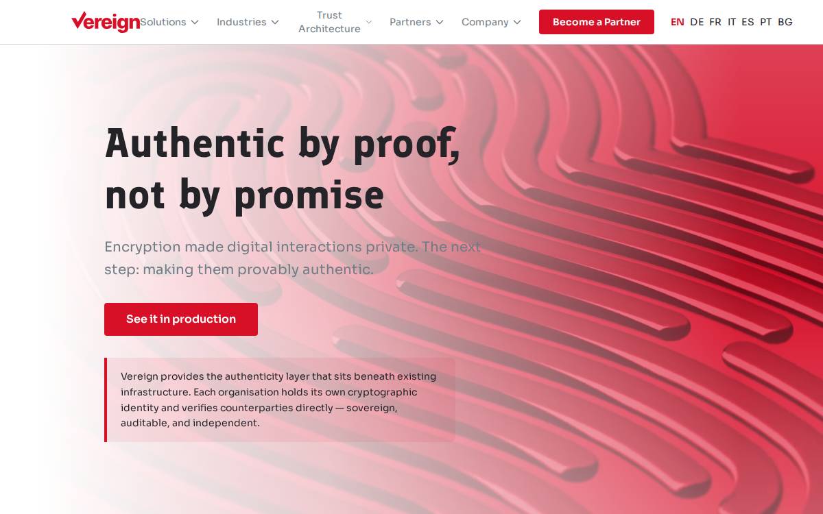 Vereign website preview
