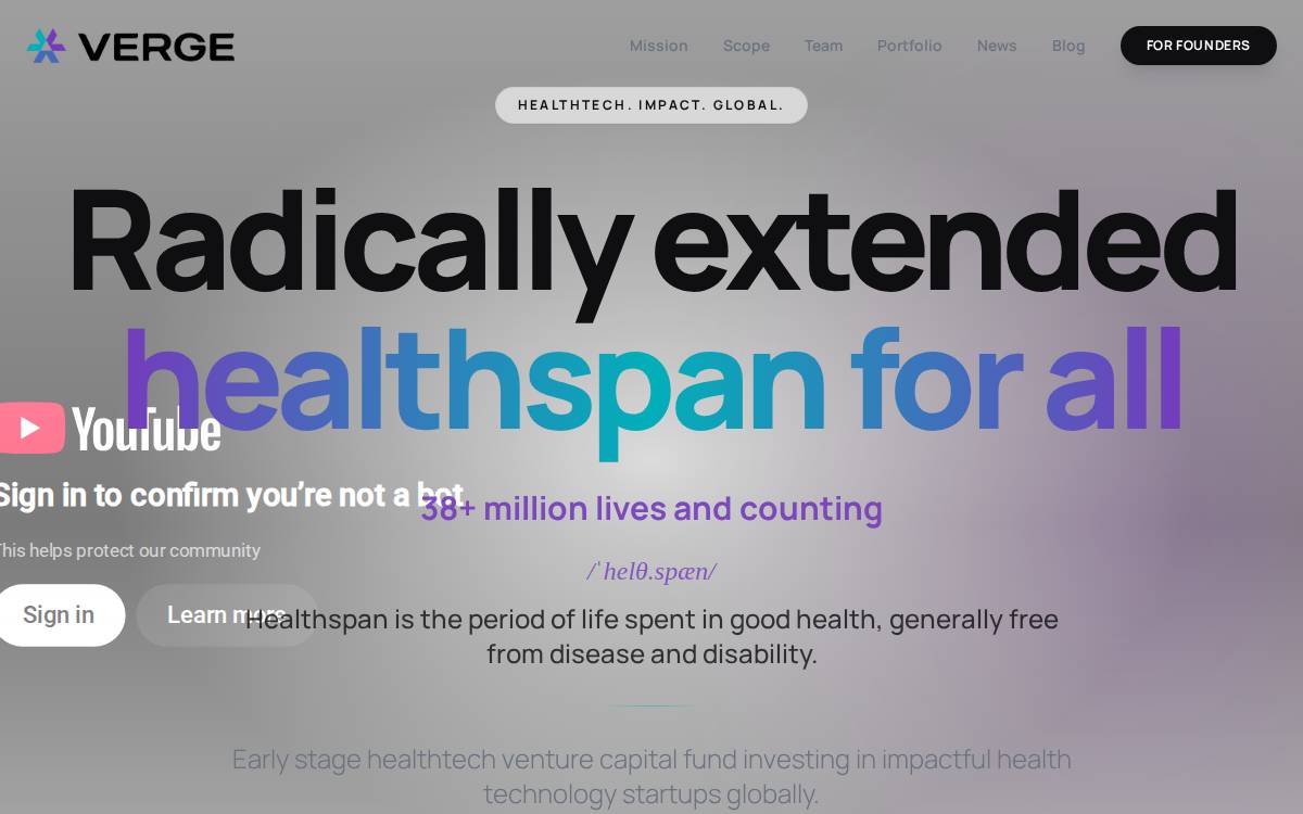 Verge HealthTech Fund website preview