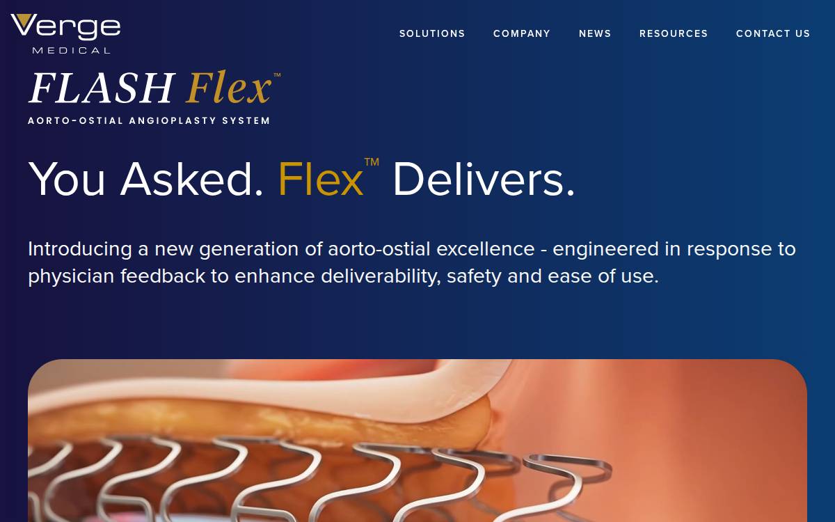 Verge Medical Aorto-ostial interventional technologies website preview