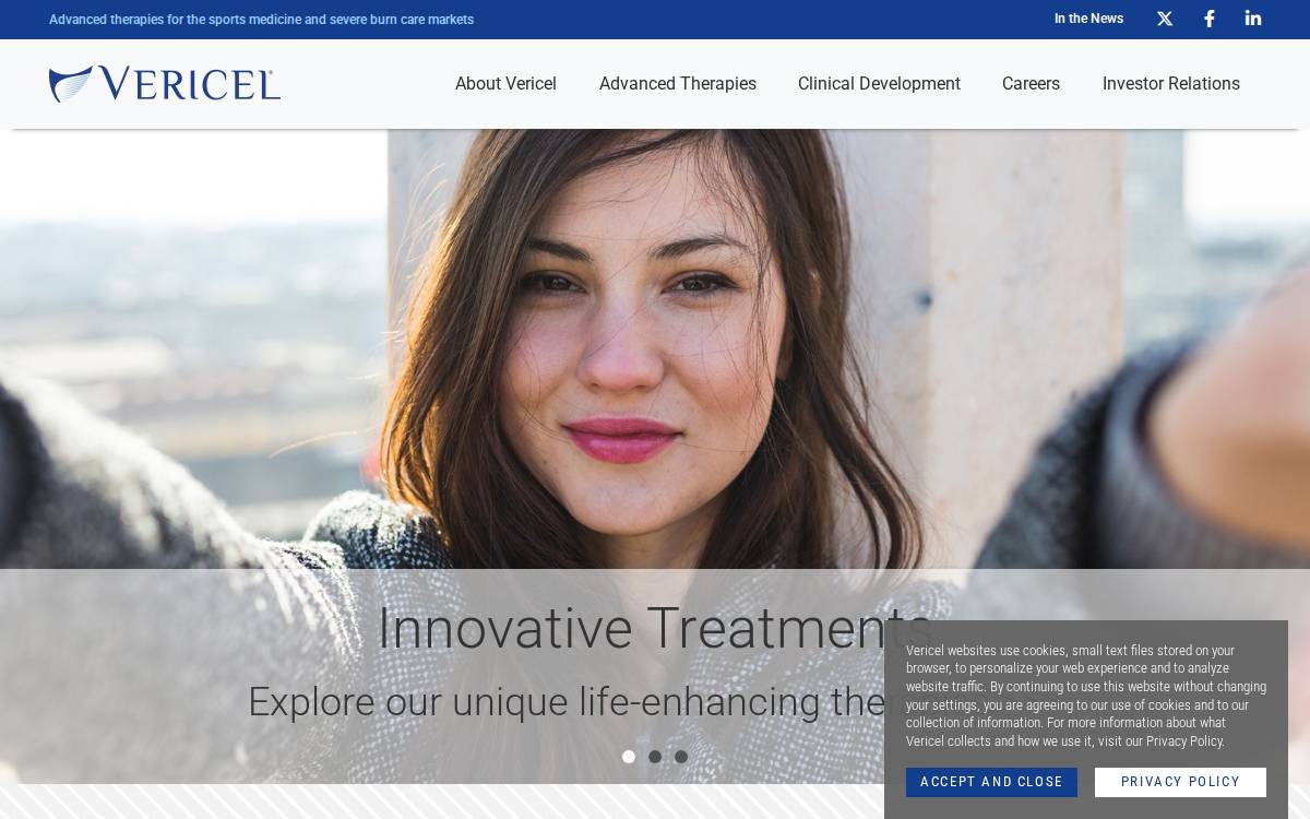 Vericel website preview