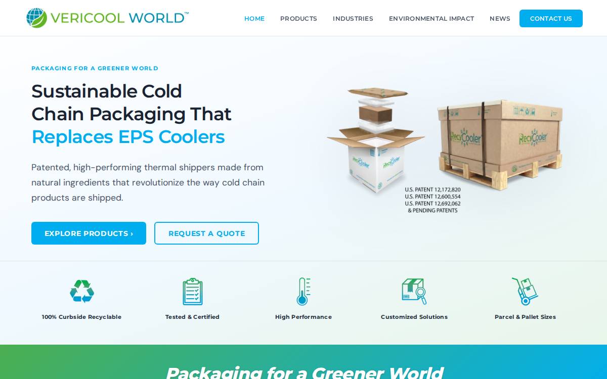 Vericool website preview