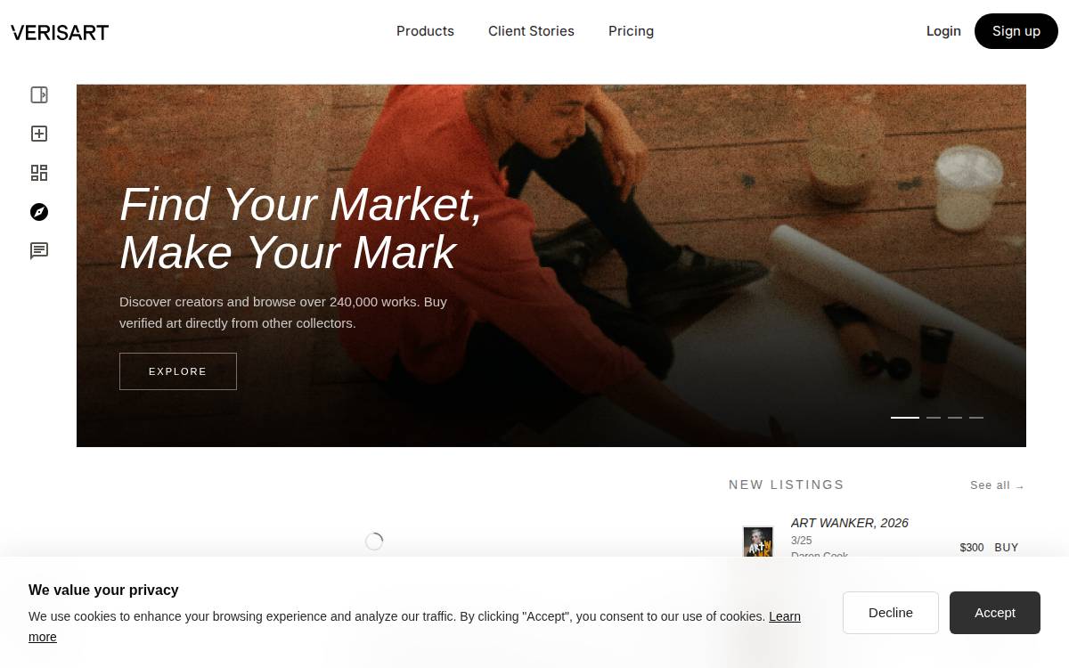 Verisart website preview
