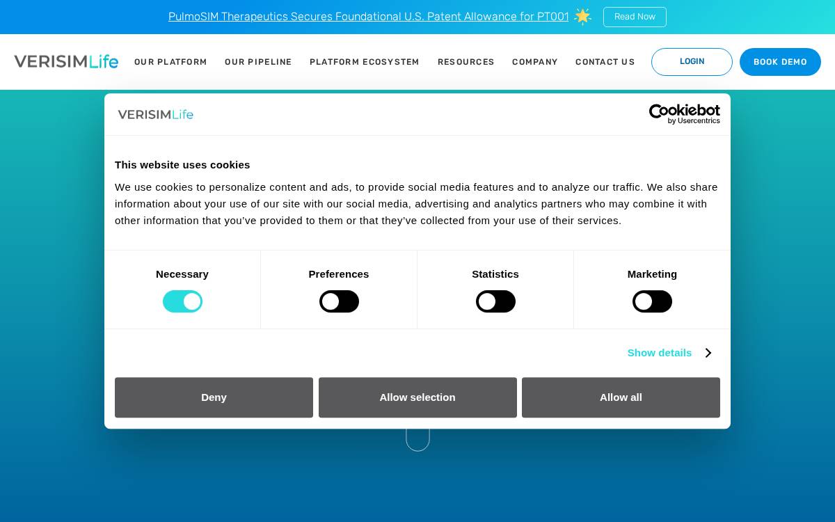 VeriSIM Life website preview